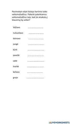 Būtasis kartinis laikas ką veikei?