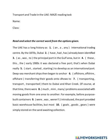 12G Trade and Transport in the UAE MAZE