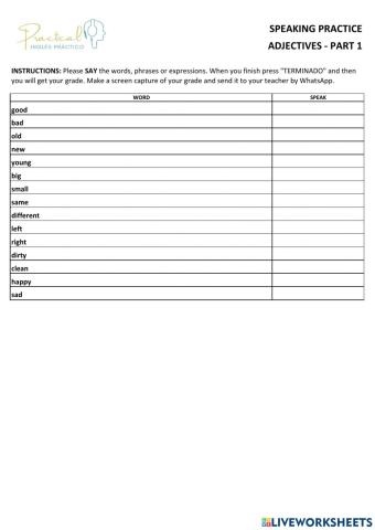 Speaking practice - adjectives - part 1