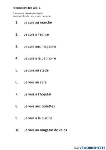 French Prepositions En Ville 1
