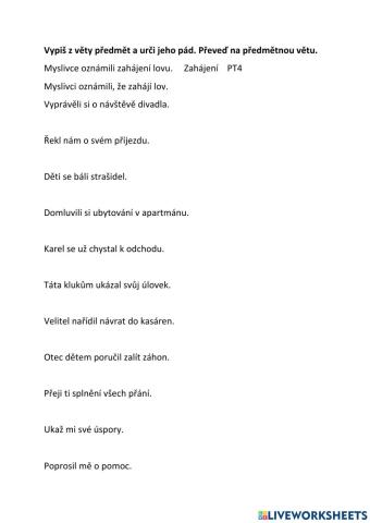 Vedlejší věty - podmětná, předmětná, předmět