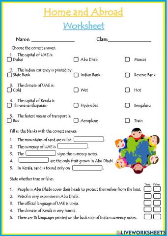Home and Abroad Worksheet