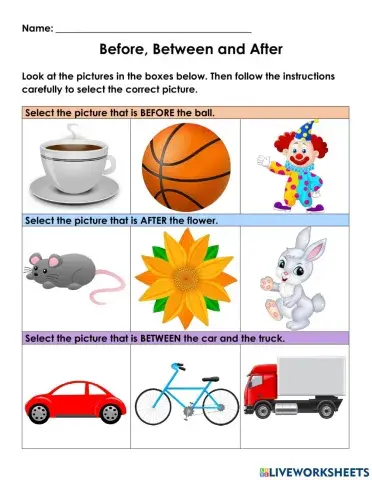 Maths Concepts: Before, After and Between