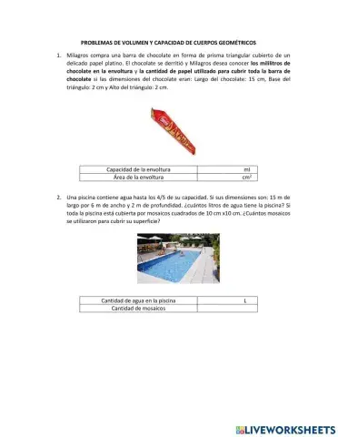 Aplicación de Área, Volumen y Capacidad