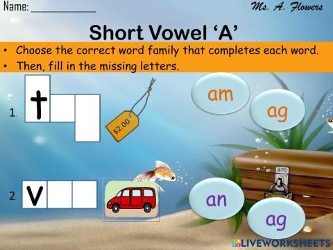Short Vowel A Word Families