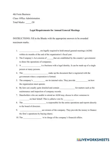 Legal Requirements for annual general meetings