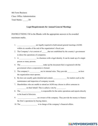 Legal Requirements for annual general meetings