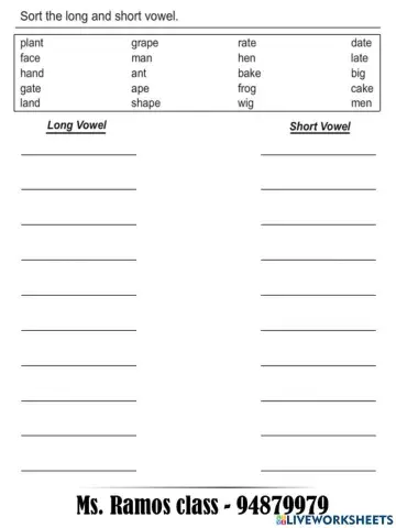 Short-longg vowel sounds
