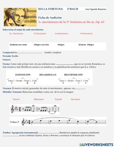 Ficha de Audición 1er Mov. 5º Sinfonía Beethoven
