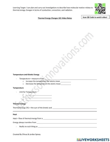 Conduction, Convection, Radiation Video notes with Quiz