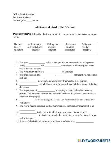 Attributes of Good Office Worker