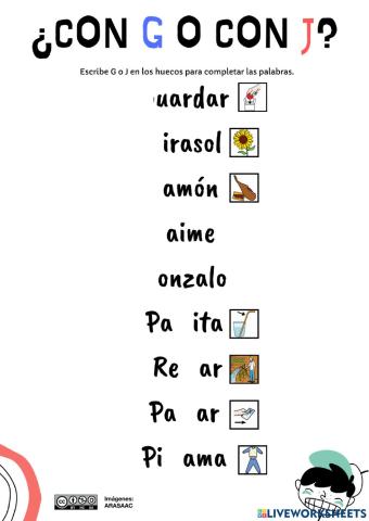 Palabras con G o con J