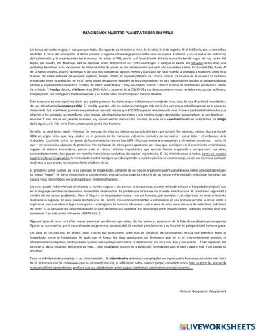 Comprensión lectora National Geographic