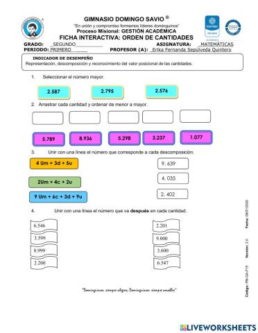 Orden de cantidades