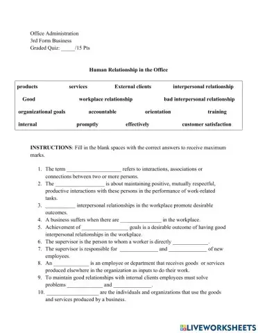 Human relationship in the office