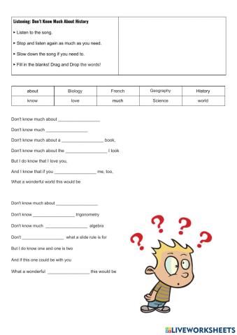 Listening: Don't Know Much About History