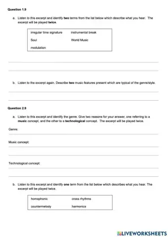 Higher Music Technology Question 9