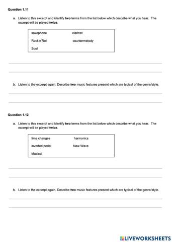 Higher Music Technology Question 11 & 12