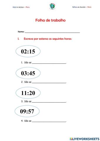 Vamos brincar com as horas!