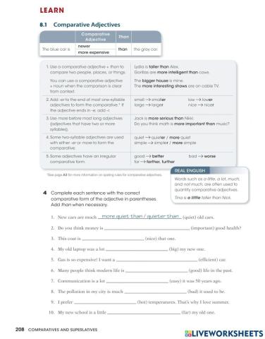 Comparatives with adjectives and adverbs