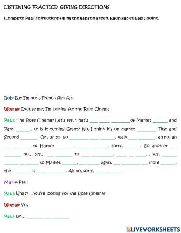 Giving Directions Listening