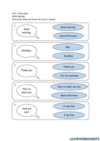 Unit 1: Hello Again