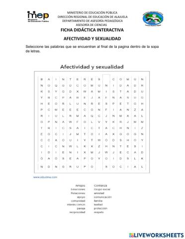 Afectividad y sexualidad relaciones
