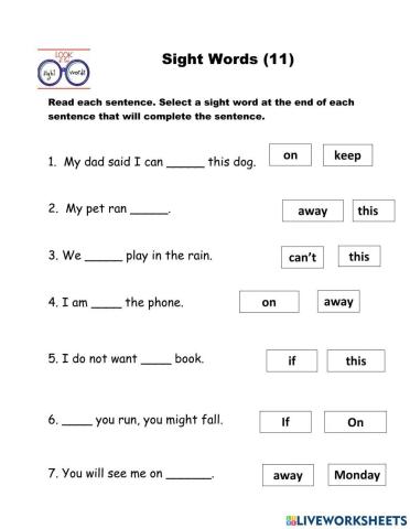 Sight Words 11