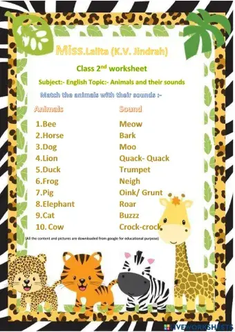 Match animals with their sounds