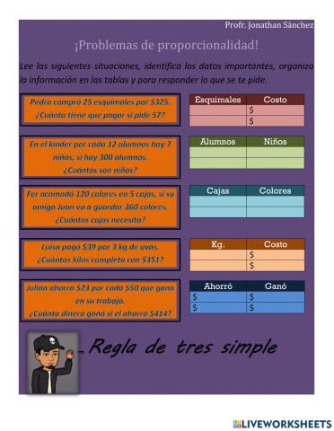 Problemas de proporcionalidad faltante.