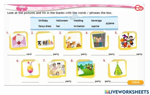 Grade 7 Unit 6 Celebrations Parti Çeşitleri Dineleme-Sürükle Bırak(Maraton YYN)