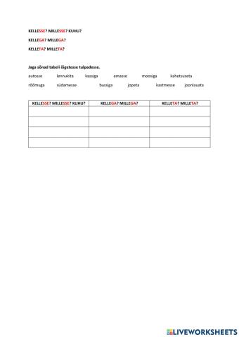 Kellesse? Kellega? Kelleta? 2.klass