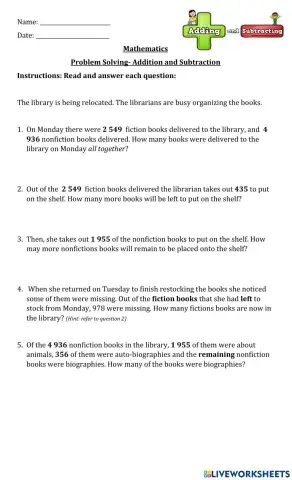 Word Problems- Addition and Subtraction