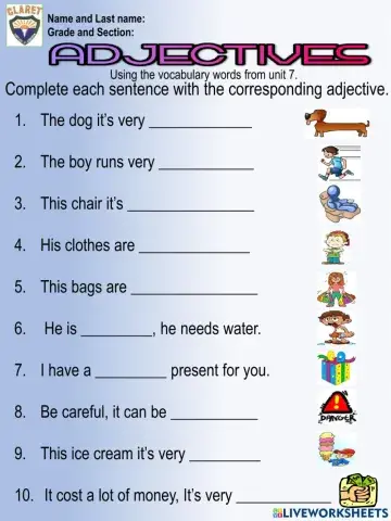 4th. grade. Vocabulary Unit 7. Eval. Act.