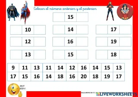 Anterior y posterior hasta el 20