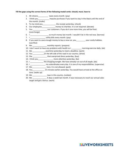 Should, must, have to