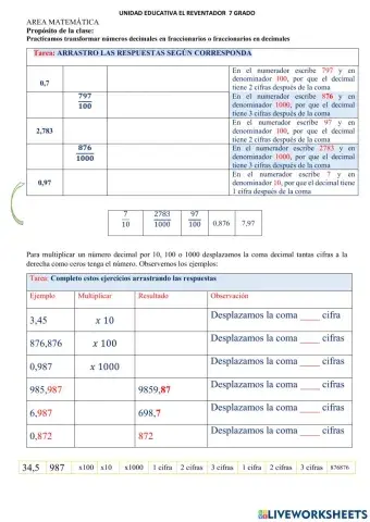 Actividades para matematica