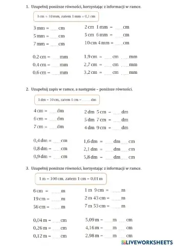 Zamiana wyrażeń dwumianowanych - jednostki długości