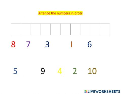 Numbers in order 1-10