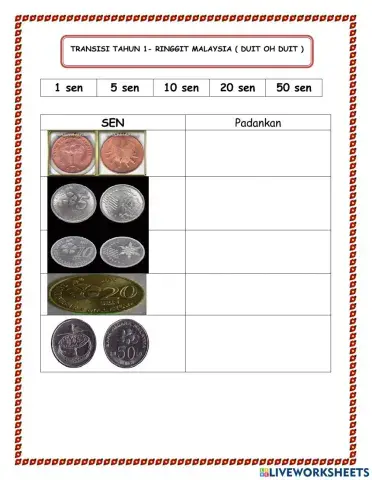 Transisi tahun 1- sen- wang kertas