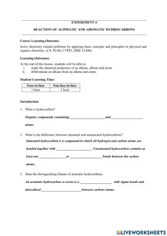 Experiment4: reaction aliphatic and aromatic hydrocarbon