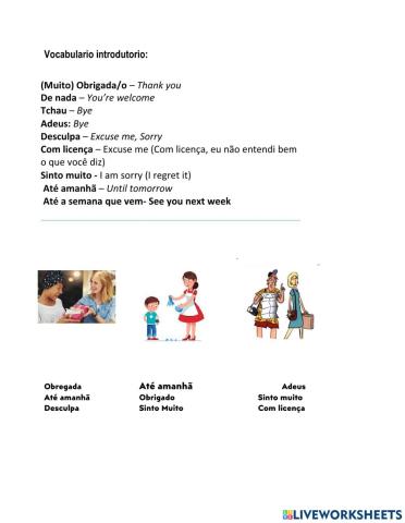 Portuguese basic words