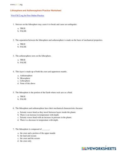Lithosphere and Asthenosphere