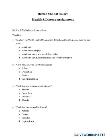 Health - Disease Assessment