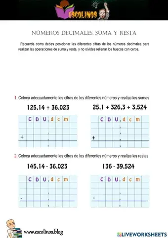 Decimales. Suma y resta