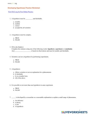 Developing Hypotheses