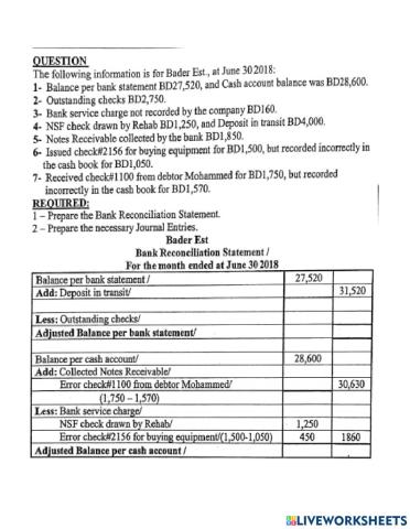 Bank Reconciliation Statement 1