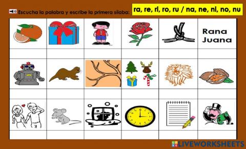 Escribe la primer sílaba: Rr o Nn  -2