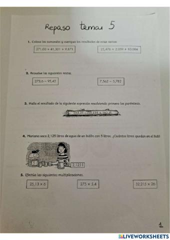 5º operaciones decimales