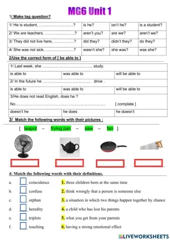 MG6 U1 Worksheet